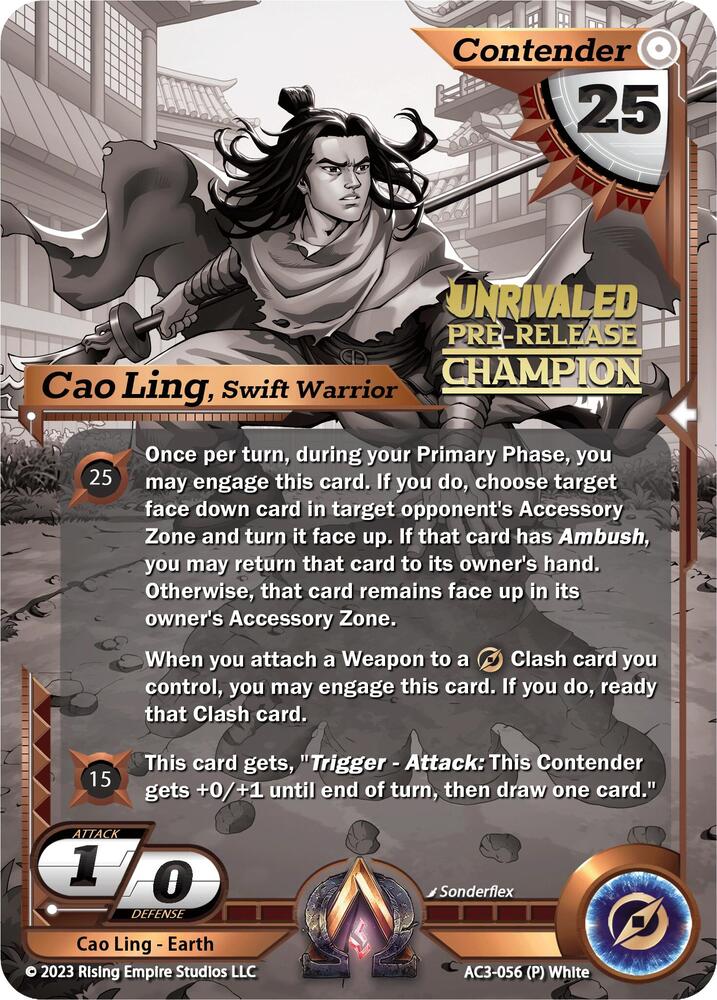 Cao Ling, Swift Warrior (Pre-Release Champion), Unrivaled AC3-056