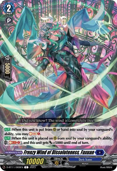 Frenzy Wind of Dissoluteness, Faxuan, D-BT11: Clash of the Heroes D-BT11/069EN