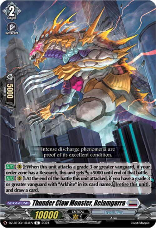 Thunder Claw Monster, Relamgarra, DZ-BT03: Dimensional Transcendence DZ-BT03/104EN