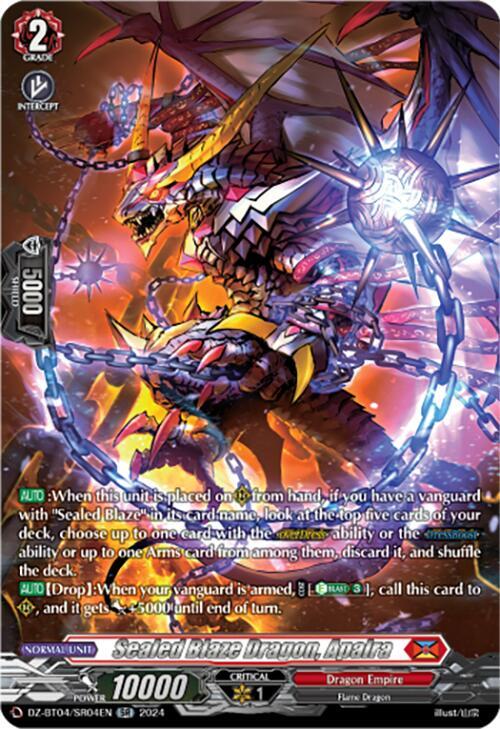 Sealed Blaze Dragon, Apalra (SR), DZ-BT04: Destined Showdown DZ-BT04/SR04EN