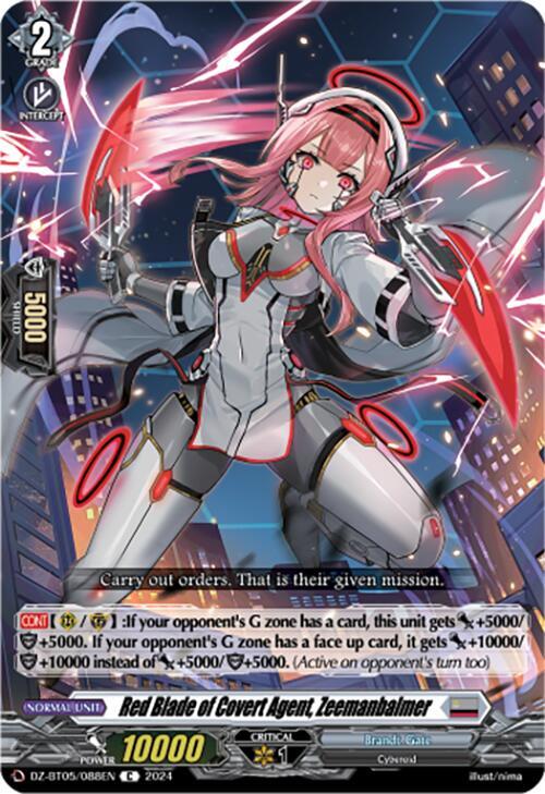 Red Blade of Covert Agent, Zeemanbalmer, DZ-BT05: Omniscient Awakening DZ-BT05/088EN