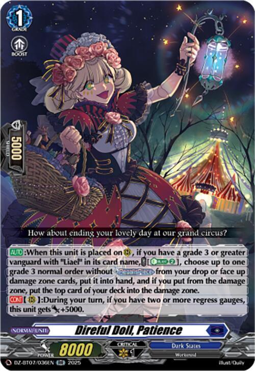 Direful Doll, Patience, DZ-BT07: Moon Fangs & Cerulean Blaze DZ-BT07/036EN
