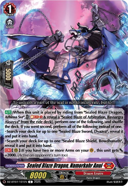 Sealed Blaze Dragon, Namorkahr Anui, DZ-BT07: Moon Fangs & Cerulean Blaze DZ-BT07/101EN