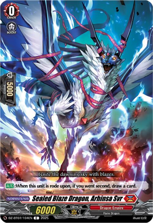 Sealed Blaze Dragon, Arhinsa Svr, DZ-BT07: Moon Fangs & Cerulean Blaze DZ-BT07/104EN