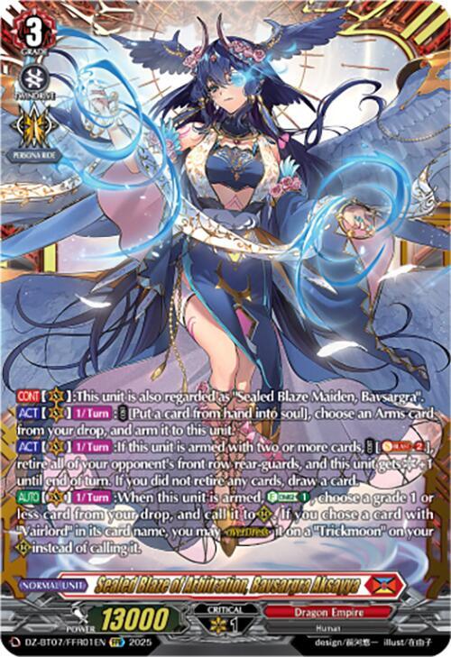 Sealed Blaze of Arbitration, Bavsargra Aksayya (FFR), DZ-BT07: Moon Fangs & Cerulean Blaze DZ-BT07/FFR01EN