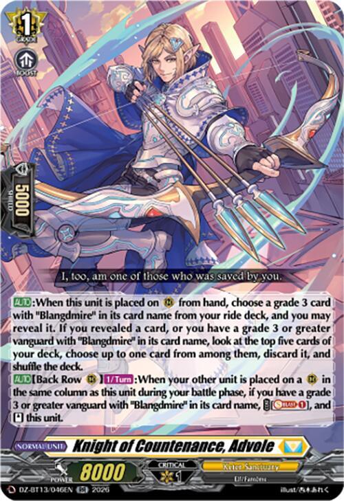 Knight of Countenance, Advole, DZ-BT13: Parallactic Clash DZ-BT13/046EN