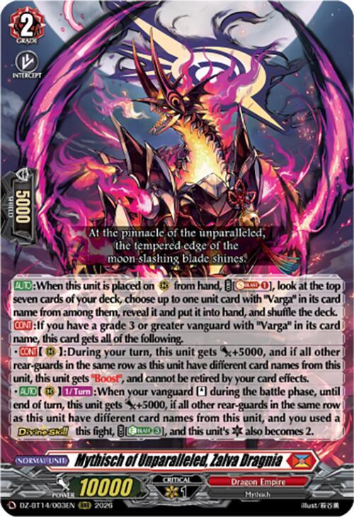 Mythisch of Unparalleled, Zalva Dragnia, DZ-BT14: Envoys of the Crimson Moon DZ-BT14/003EN