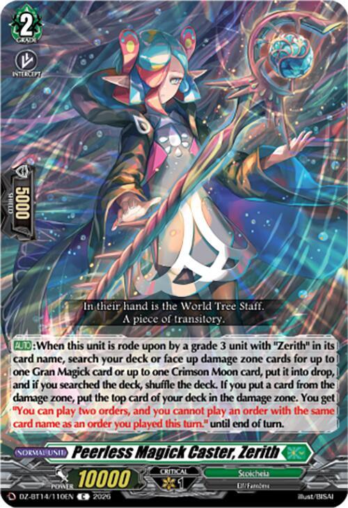 Peerless Magick Caster, Zerith, DZ-BT14: Envoys of the Crimson Moon DZ-BT14/110EN