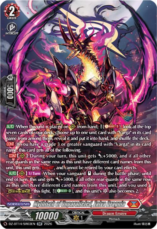 Mythisch of Unparalleled, Zalva Dragnia (SR), DZ-BT14: Envoys of the Crimson Moon DZ-BT14/SR03EN