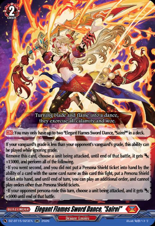 Elegant Flames Sword Dance, "Sairei", DZ-BT15: Strike of Illusionary Shadows DZ-BT15/023EN