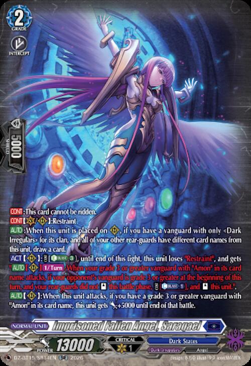 Imprisoned Fallen Angel, Saraqael (SR), DZ-BT15: Strike of Illusionary Shadows DZ-BT15/SR14EN