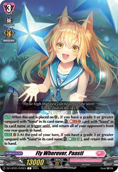 Fly Wherever, Paasti, DZ-LBT01: Lyrical Monasterio Sparkling Stars! DZ-LBT01/070EN