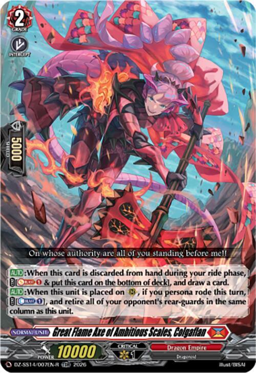 Great Flame Axe of Ambitious Scales, Colgaflan (TDR), DZ-SS14: Dragonic Overlord Start Deck DZ-SS14/007EN-R
