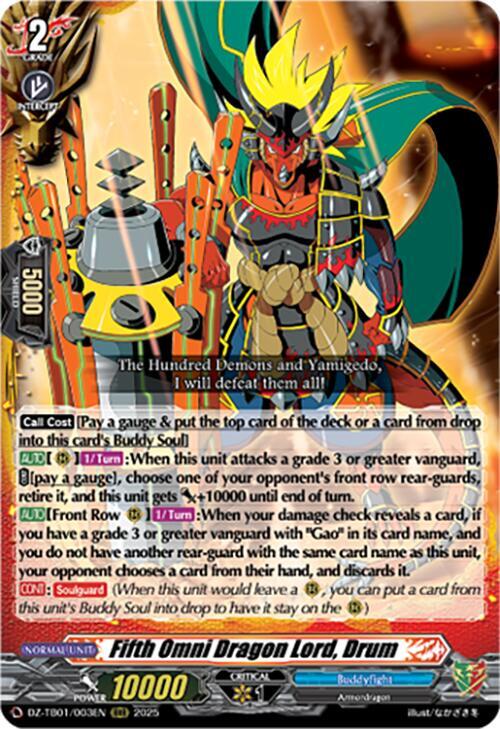 Fifth Omni Dragon Lord, Drum, DZ-TB01: Future Card Buddyfight DZ-TB01/003EN