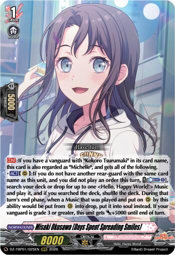 Misaki Okusawa [Days Spent Spreading Smiles], DZ-TBP01: BanG Dream! Girls Band Party! DZ-TBP01/025EN