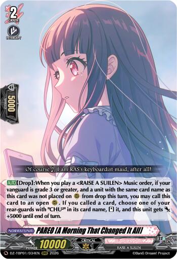PAREO [A Morning That Changed It All], DZ-TBP01: BanG Dream! Girls Band Party! DZ-TBP01/034EN