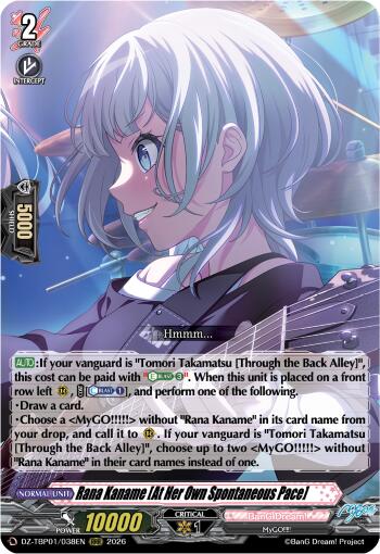 Rana Kaname [At Her Own Spontaneous Pace], DZ-TBP01: BanG Dream! Girls Band Party! DZ-TBP01/038EN