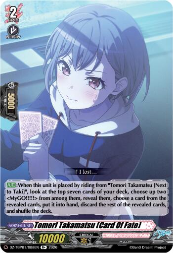 Tomori Takamatsu [Card Of Fate], DZ-TBP01: BanG Dream! Girls Band Party! DZ-TBP01/088EN