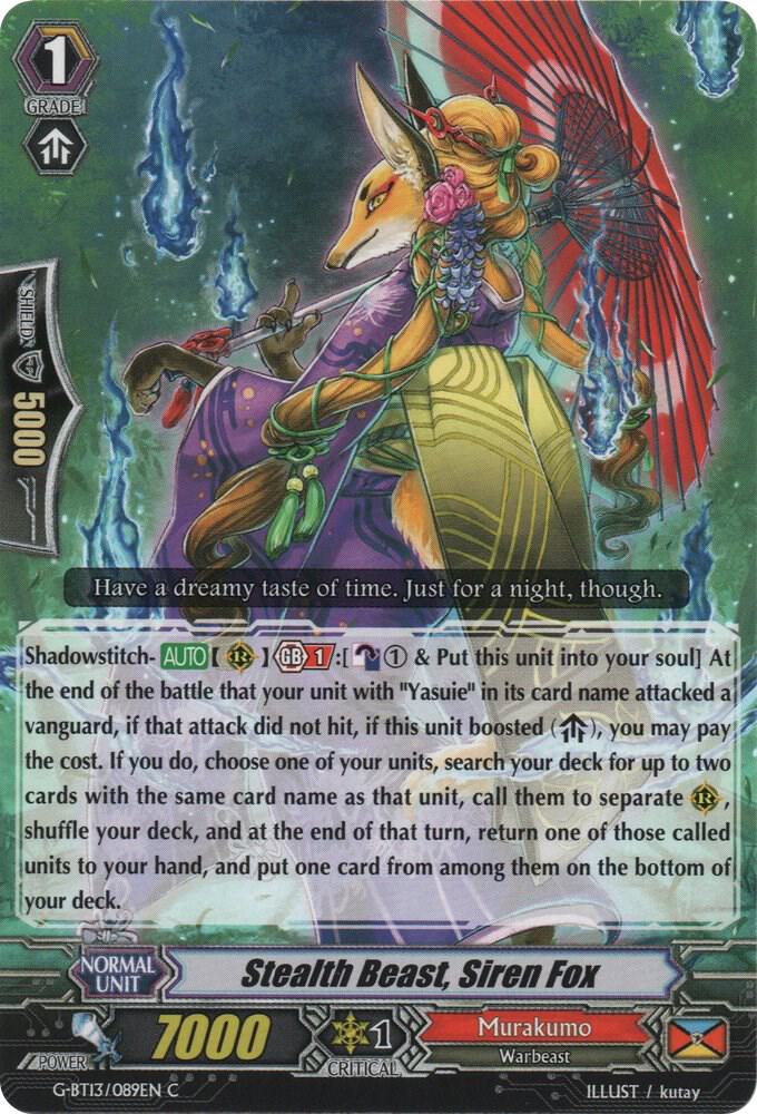 Stealth Beast, Siren Fox, G-BT13: Ultimate Stride G-BT13/089EN