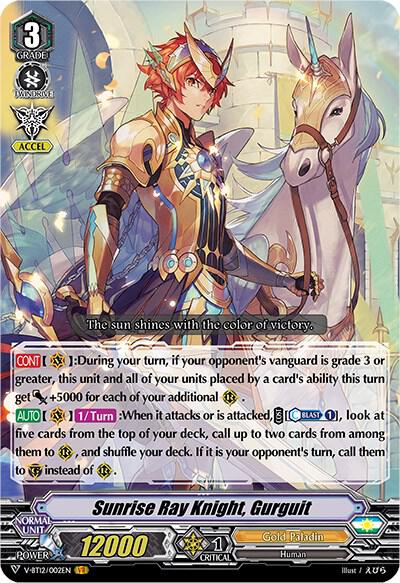 Sunrise Ray Knight, Gurguit, V-BT12: Divine Lightning Radiance V-BT12/002EN