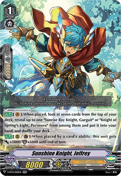 Sunshine Knight, Jeffrey, V-BT12: Divine Lightning Radiance V-BT12/022EN