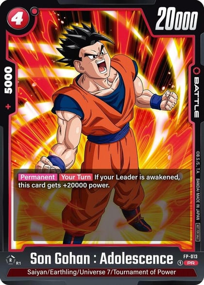 Son Gohan : Adolescence - FP-013, Fusion World Promotion Cards and Packs FP-013