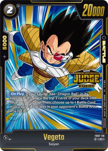 Vegeta (Judge Pack (Event Judge) 05), Tournament and Championship Promos FB07-116