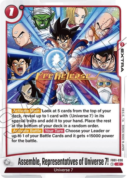 Assemble, Representatives of Universe 7!, Awakened Pulse Pre-Release Cards FB01-030