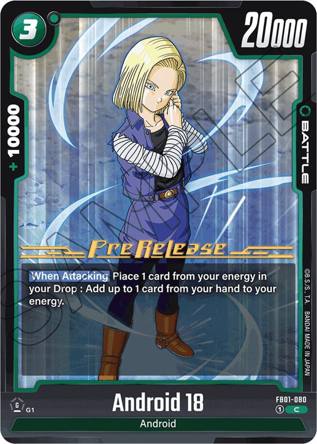 Android 18 - FB01-080, Awakened Pulse Pre-Release Cards FB01-080