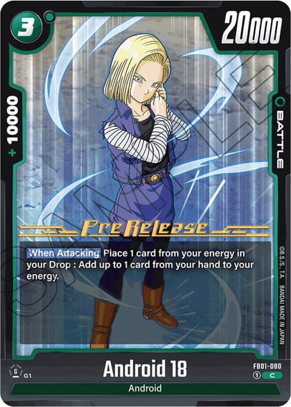 Android 18 - FB01-080, Awakened Pulse Pre-Release Cards FB01-080
