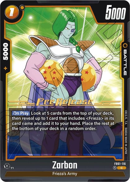 Zarbon, Awakened Pulse Pre-Release Cards FB01-116