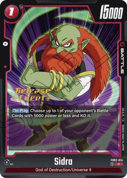 Sidra, Blazing Aura Release Event Cards FB02-014
