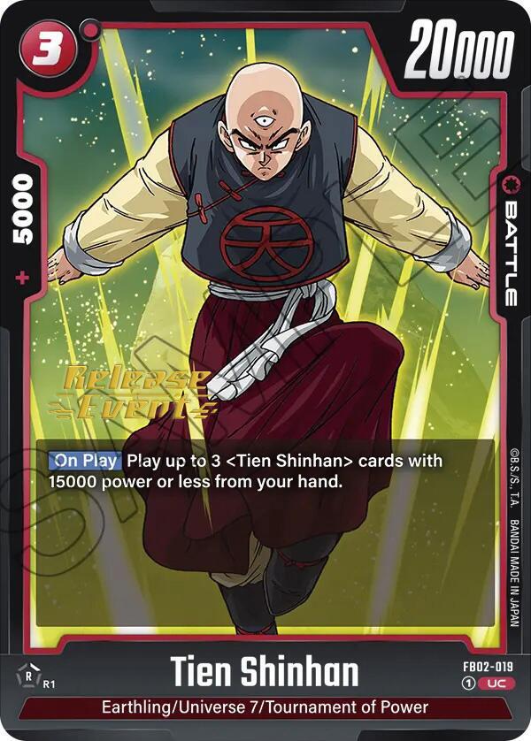 Tien Shinhan - FB02-019, Blazing Aura Release Event Cards FB02-019