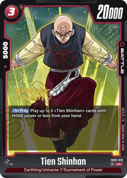 Tien Shinhan - FB02-019, Blazing Aura Release Event Cards FB02-019