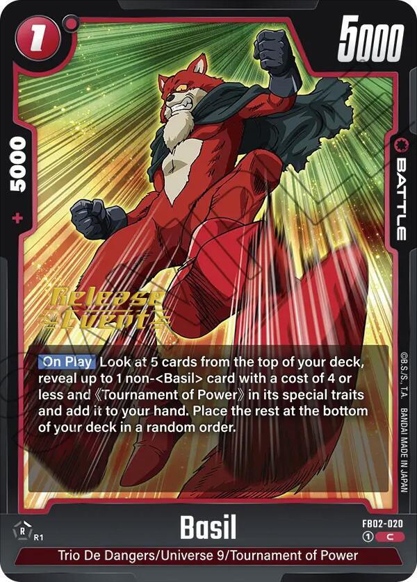 Basil, Blazing Aura Release Event Cards FB02-020