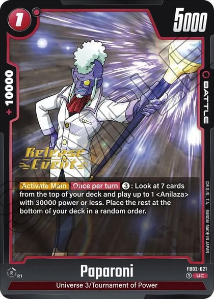 Paparoni, Blazing Aura Release Event Cards FB02-021