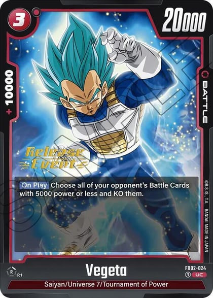 Vegeta - FB02-024, Blazing Aura Release Event Cards FB02-024