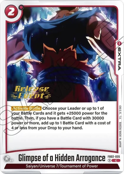 Glimpse of a Hidden Arrogance, Blazing Aura Release Event Cards FB02-035