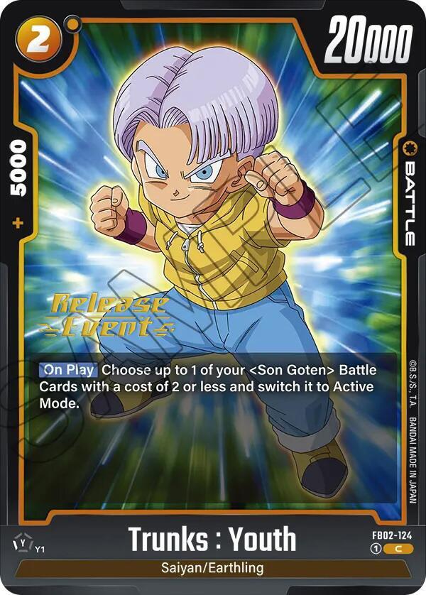 Trunks : Youth, Blazing Aura Release Event Cards FB02-124
