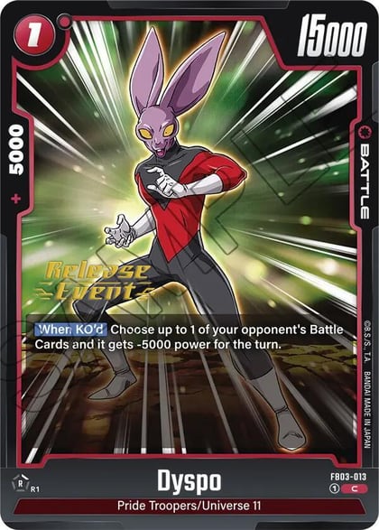 Dyspo - FB03-013, Raging Roar Release Event Cards FB03-013