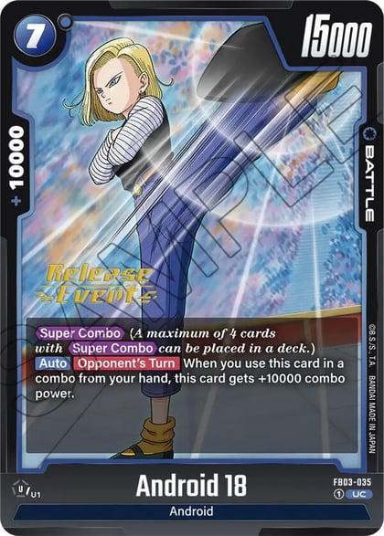 Android 18, Raging Roar Release Event Cards FB03-035