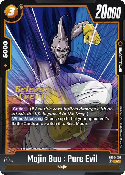 Majin Buu : Pure Evil, Raging Roar Release Event Cards FB03-091
