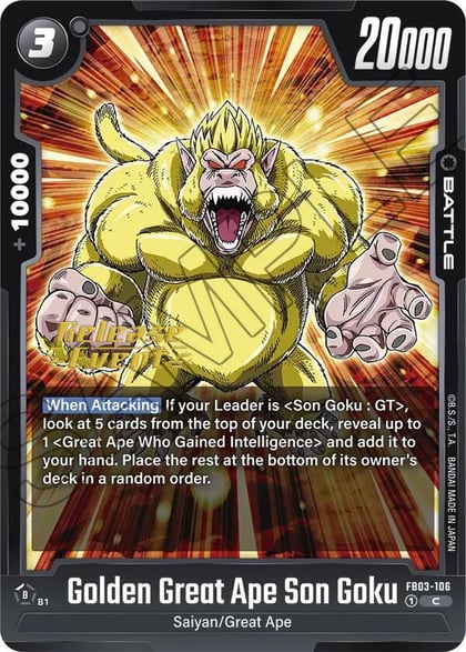Golden Great Ape Son Goku, Raging Roar Release Event Cards FB03-106