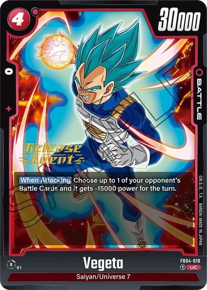 Vegeta - FB04-019, Ultra Limit Release Event Cards FB04-019