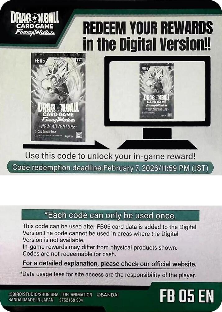 Code Card - New Adventure Booster (FB05), New Adventure P615597