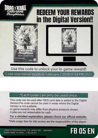Code Card - New Adventure Booster (FB05), New Adventure P615597