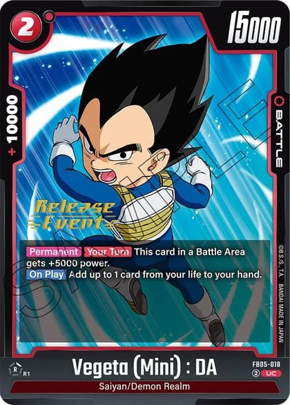 Vegeta (Mini) : DA, New Adventure Release Event Cards FB05-018