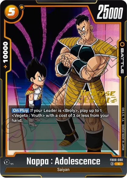 Nappa : Adolescence, Saiyan's Pride Release Event Cards FB08-080