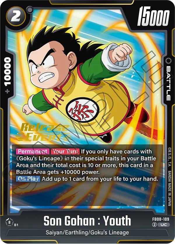 Son Gohan : Youth - FB08-109, Saiyan's Pride Release Event Cards FB08-109