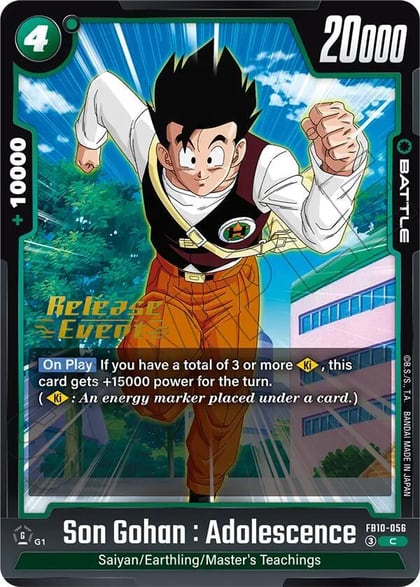 Son Gohan : Adolescence, Cross Force Release Event Cards FB10-056